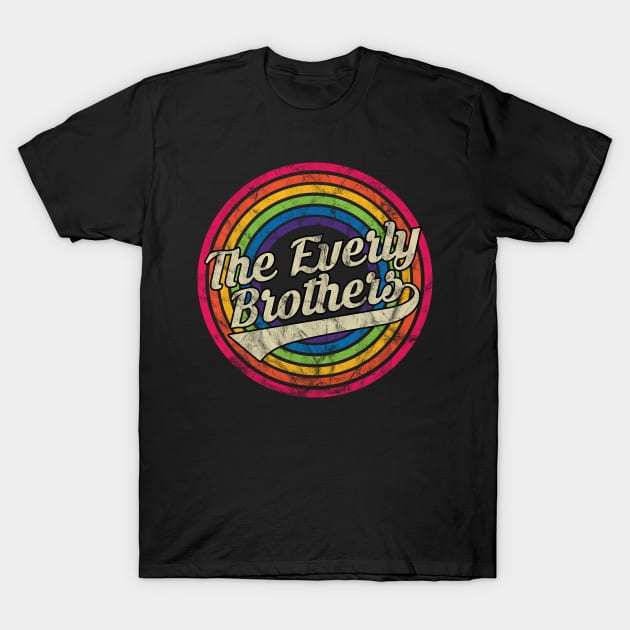 The Everly Brothers - Retro Rainbow Faded-Style T-Shirt by MaydenArt